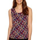 Black Label By Evan-picone Sleeveless Printed Blouse