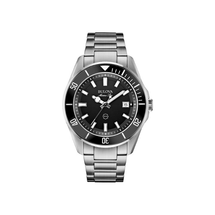 Bulova Mens Black Dial Stainless Steel Bracelet Watch 98b203