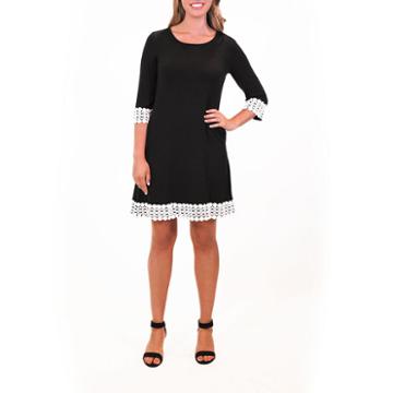 Nina Leonard Crochet Hem Trapeze Dress