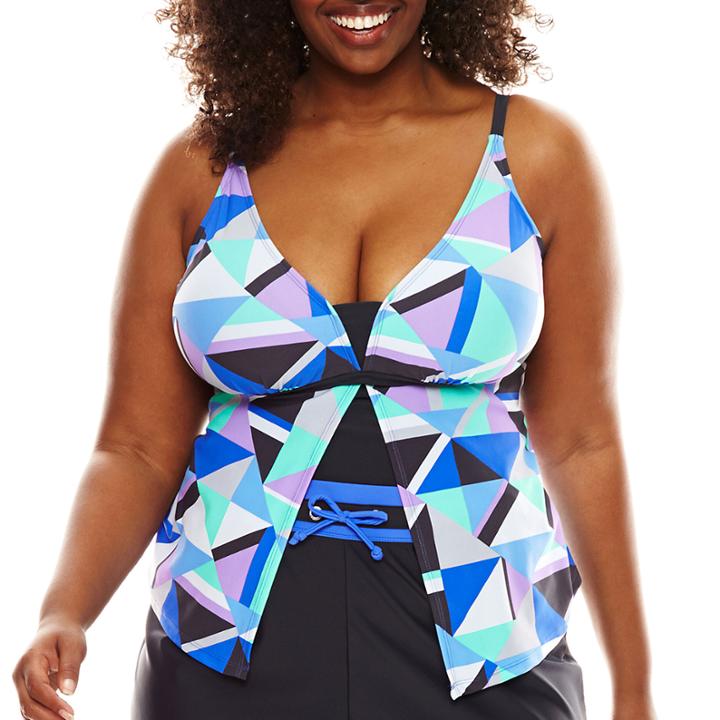 Free Country Flyaway Tankini Swim Top - Plus