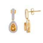Genuine Yellow Citrine 14k Gold Over Silver Drop Earrings