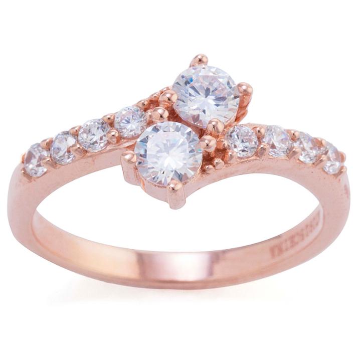 Silver Treasures Womens Clear 14k Bypass Ring