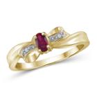 Womens Lab Created Red Ruby And Diamond Accent Gold Over Silver Ring