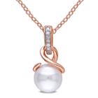Womens Diamond Accent White Pearl 18k Gold Over Silver Pendant Necklace