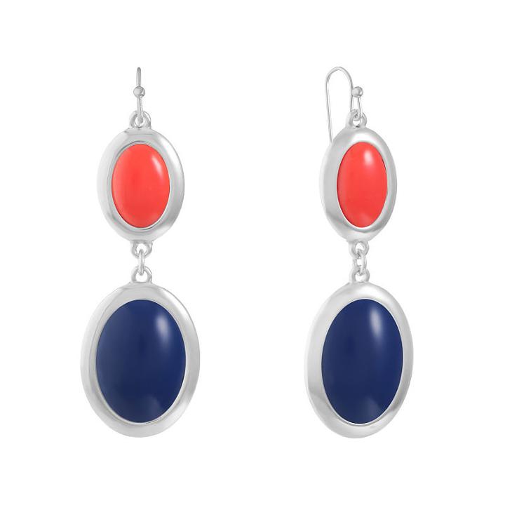 Liz Claiborne Multi Color Oval Drop Earrings