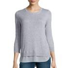 Stylus&trade; 3/4-sleeve Split-back Layered Sweater
