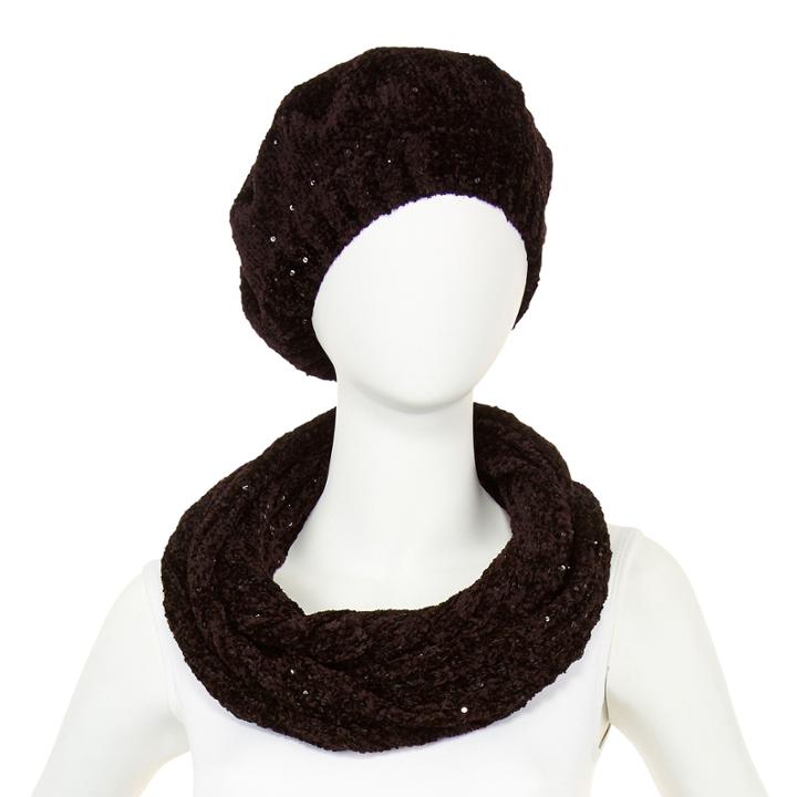 Mixit&trade; Sequin Chenille Beret And Scarf Set