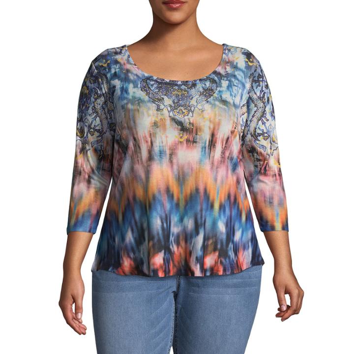 Unity World Wear 3/4 Sleeve Sublimation Top With Bling-plus