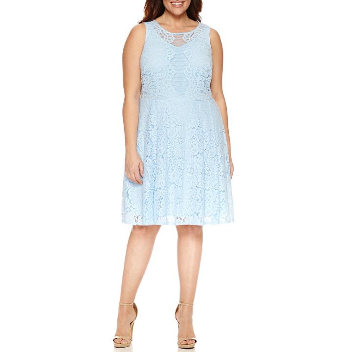 Danny & Nicole Sleeveless Lace Floral Fit & Flare Dress-plus