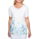 Alfred Dunner Day Dreamer Short Sleeve Crew Neck Stripe T-shirt-womens