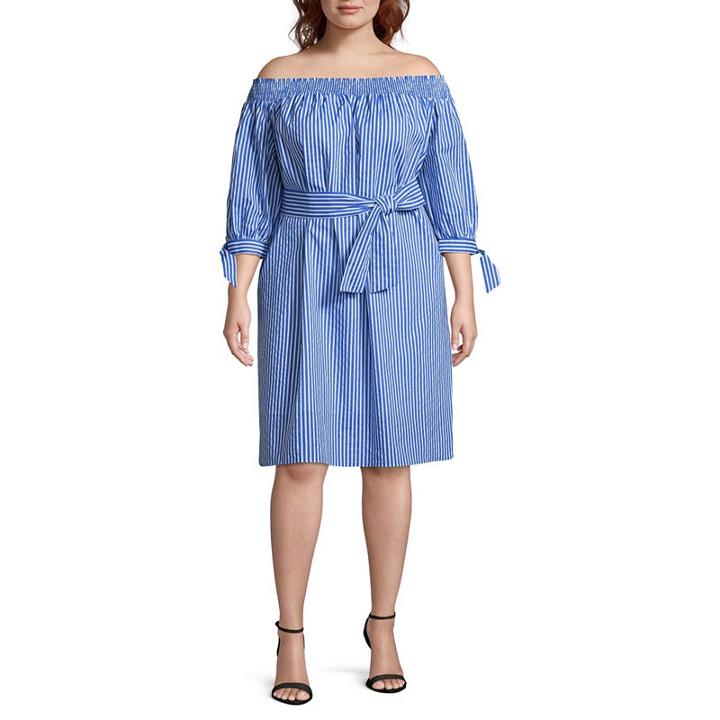 Belle + Sky 3/4 Sleeve Peasant Dress-plus