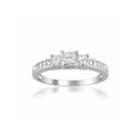 Womens 1 Ct. T.w. Princess White Diamond Platinum 3-stone Ring