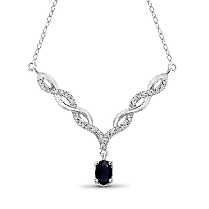Womens Diamond Accent Genuine Blue Sapphire Y Necklace