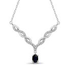 Womens Diamond Accent Genuine Blue Sapphire Y Necklace