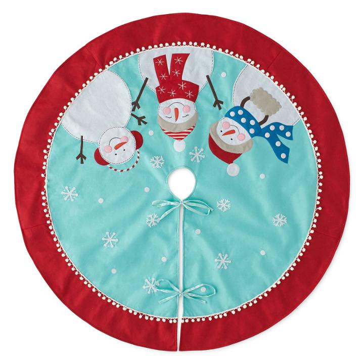 North Pole Trading Co. 52 Embroidered Snowman Tree Skirt