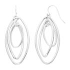Liz Claiborne Silver-tone Orbital Oval Drop Earrings
