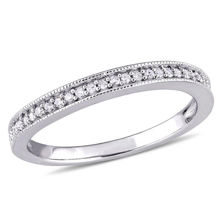 Womens 1/8 Ct. T.w. White Diamond Sterling Silver Wedding Band