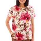 Alfred Dunner Indian Summer Short-sleeve Tropical Leaf Print Top