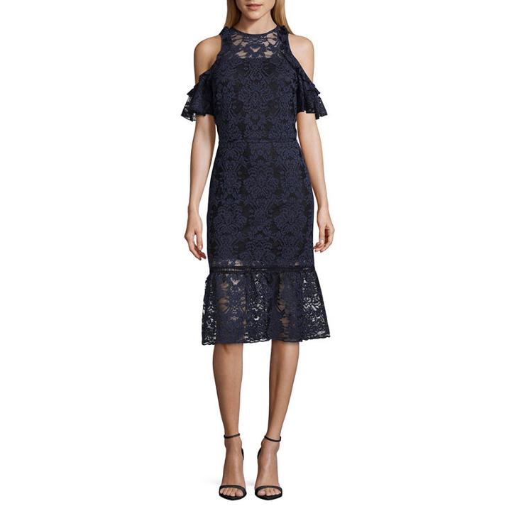 T.d.cshort Sleeve Cold Shoulder Midi Dress