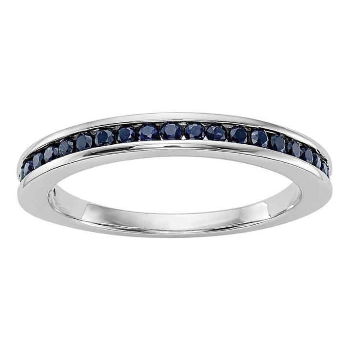 Womens High Pressure/high Temperature Blue Sapphire 14k Gold Wedding Band