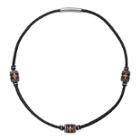 Mens Stainless Steel & Leather Necklace