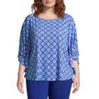 Lark Lane Capri Cool Printed Butterfly Blouse - Plus