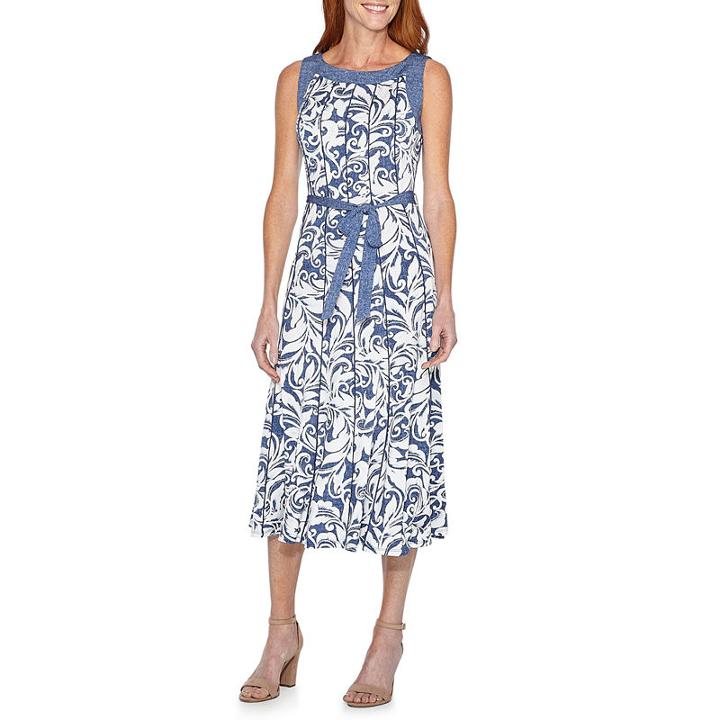 Perceptions Sleeveless Puff Print Floral Fit & Flare Dress