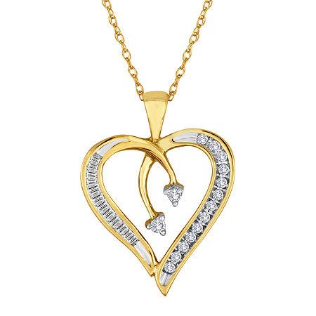 1/5 Ct. T.w. Diamond 10k Yellow Gold Heart & Arrow Pendant Necklace