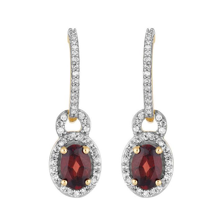 1/4 Ct. T.w. Genuine Red Garnet 10k Gold Oval Drop Earrings