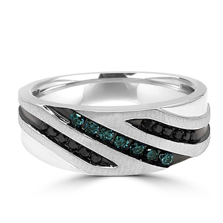 Mens 1/3 Ct. T.w. Color Enhanced Multi Color Diamond 10k Gold Band