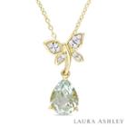 Laura Ashley Womens Green Amethyst 18k Gold Over Silver Pendant Necklace