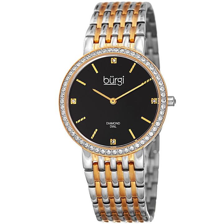 Burgi Womens Two Tone Strap Watch-b-138ttg