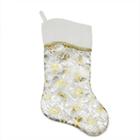 20 Two-toned Metallic Silver And Gold Flourish Christmas Stocking With Wavy White Cuff