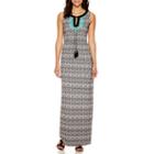 Luxology Embroidered-neck Maxi Dress