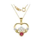 Heart-shaped Lab-created Ruby And Diamond-accent Claddagh Pendant Necklace