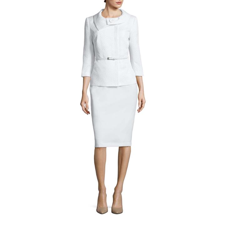 R & K Originals 3/4-sleeve Belted Jacket With Skirt Suit