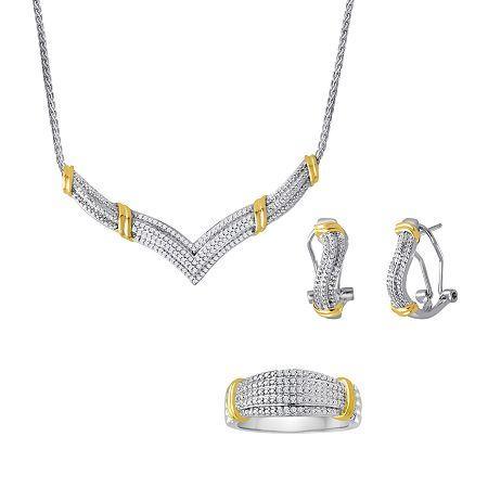 1/5 Ct. T.w. Diamond Two-tone 3-pc. Jewelry Set