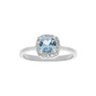 Cushion-cut Lab-created Aquamarine And Genuine White Topaz Sterling Silver Ring