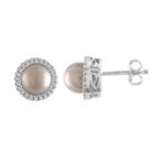 Pearl & Lab-created White Sapphire Sterling Silver Stud Earrings