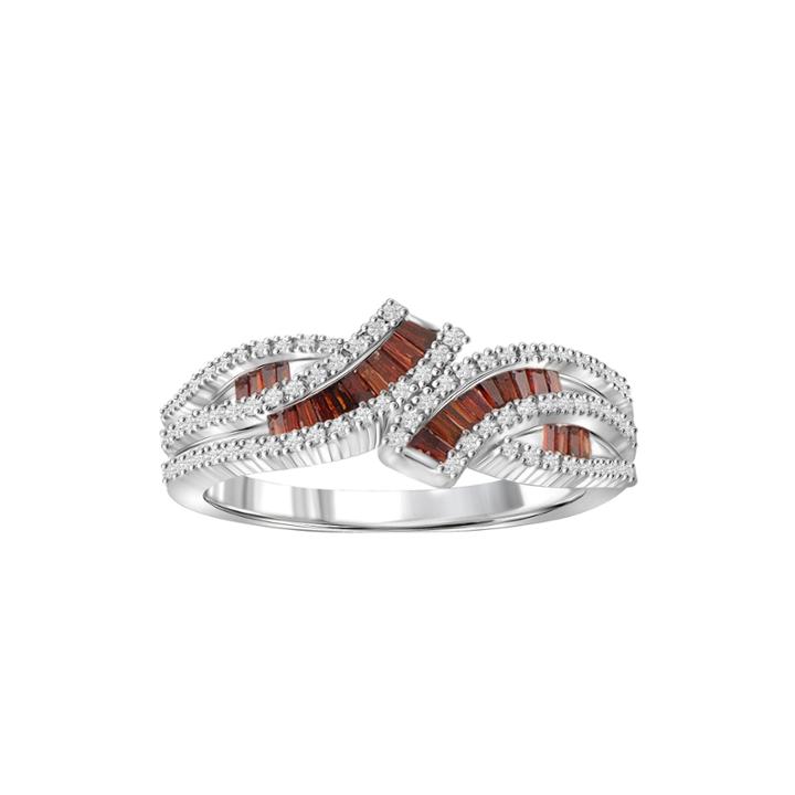 1/2 Ct. T.w. White & Color-enhanced Red Diamonds Sterling Silver Ring