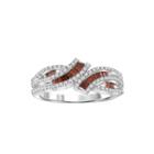 1/2 Ct. T.w. White & Color-enhanced Red Diamonds Sterling Silver Ring