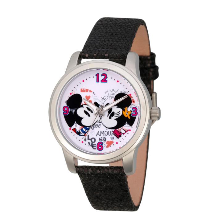 Disney Mickey Mouse Womens Black Strap Watch-wds000346