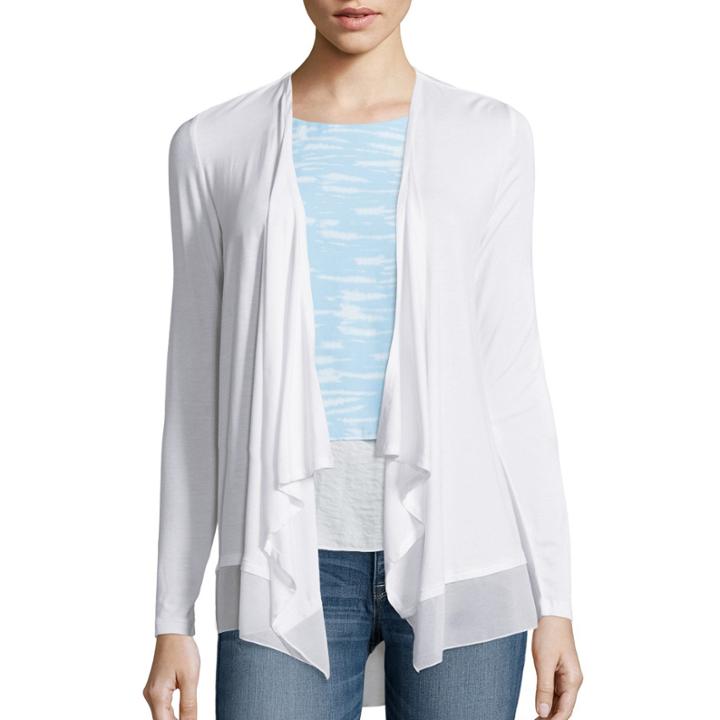 A.n.a Long-sleeve Chiffon-trim Cardigan