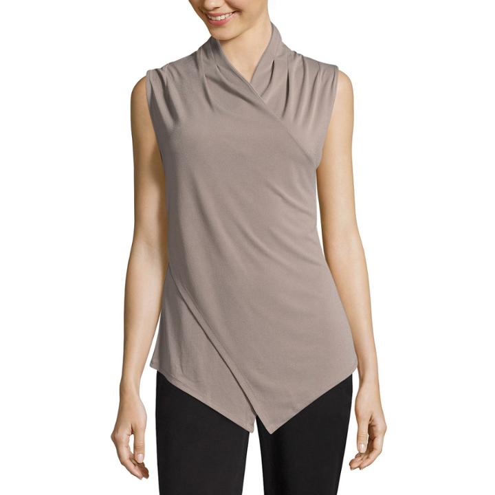 Worthington Sleeveless Wrap Front Top