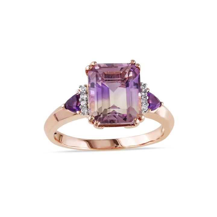 Genuine Ametrine Amethyst And Diamond-accent Ring