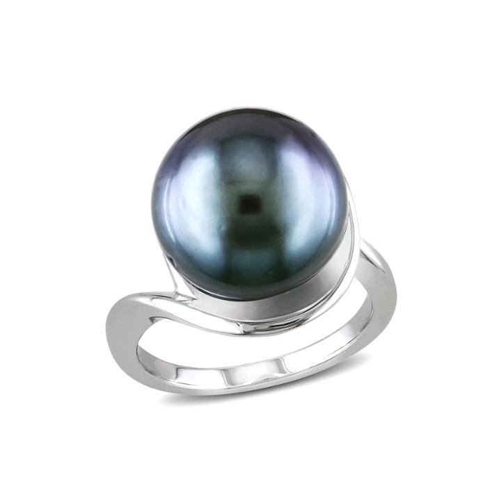 Genuine Black Tahitian Pearl Sterling Silver Ring