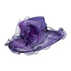 Giovanna Signature Women's Organza Wide Brim Hat With Flower And Feather Trim