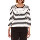 Alfred Dunner Casual Friday 3/4 Sleeve Beaded Necklace T-shirt-petites