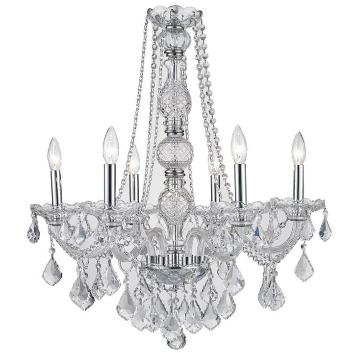 Provence Collection 6 Light Chrome Finish And Clear Crystal Chandelier