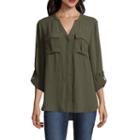 A.n.a 3/4 Sleeve Y Neck Woven Blouse